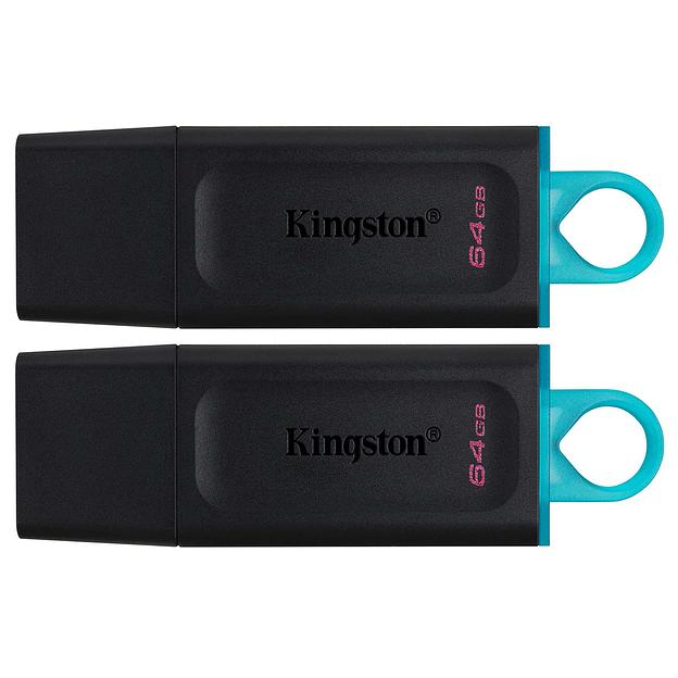 Kingston USB Drive 64GB DataTraveler Exodia USB 3.2 gen.1, черный+бирюзовый Комплект из двух флеш накопителей фото 1