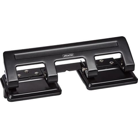 Дырокол на 4 отверстия, до 15л., металл., черный, Attache фото 1
