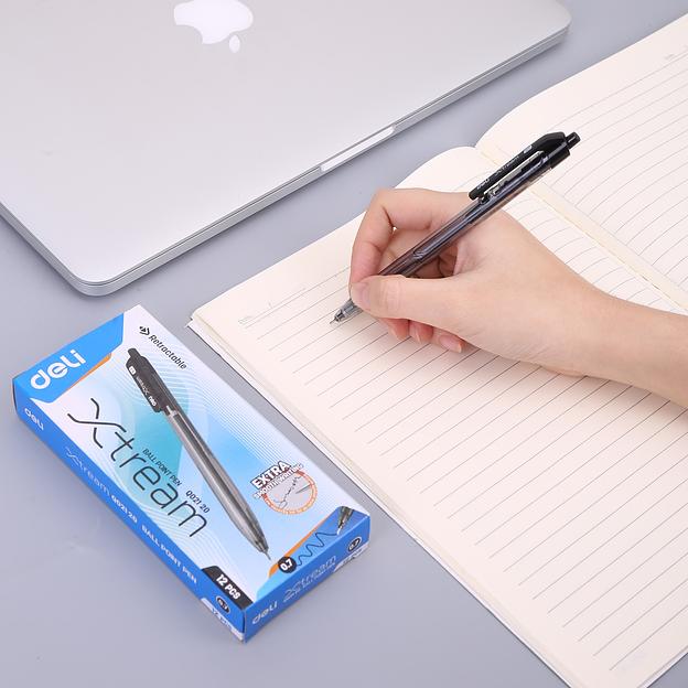 Набор ручек шариков. автоматическая Deli X-tream (EQ02120-P) черн d=0.7мм черн. черн. кор.карт. (12шт) сменный стержень фото 5