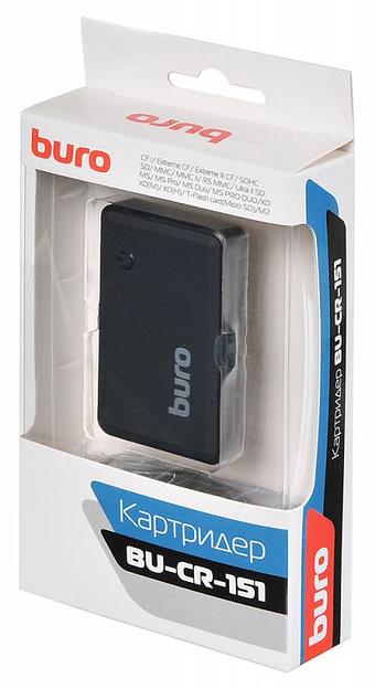 Устройство чтения карт памяти USB2.0 Buro BU-CR-151 черный фото 6