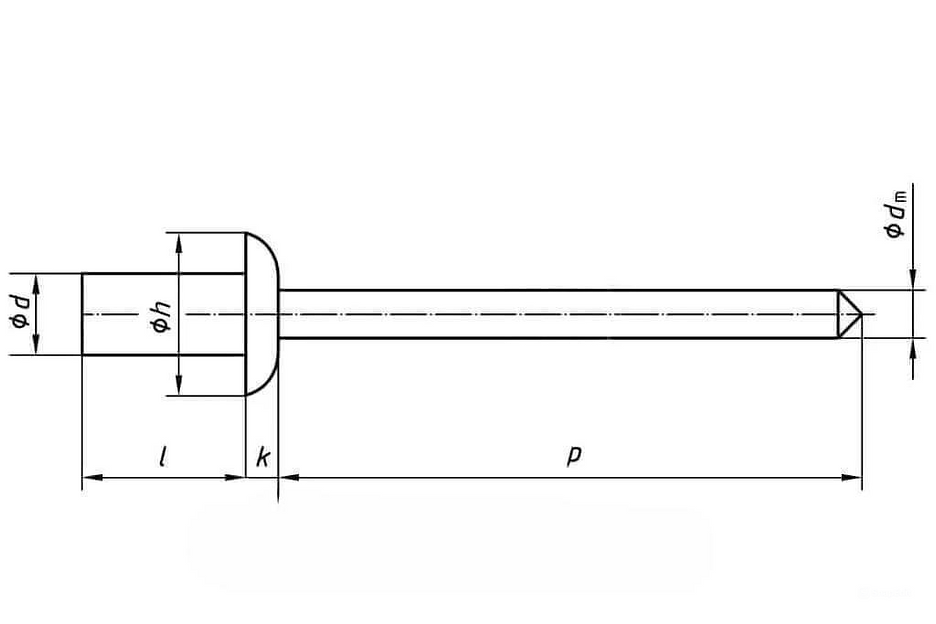 Заклепка вытяжная глухая со стандартным бортиком А2\А2 (нержавеющая сталь) ОПТ фото 2
