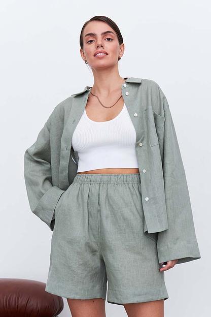 Рубашка короткая  S021_LGRN/Светло-зеленый  фото 3