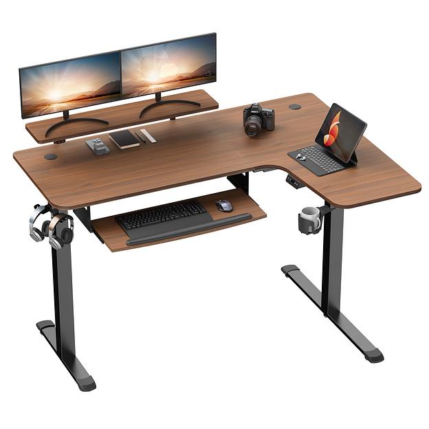 Стол для компьютера угловой (правый) c электрической регулировкой по высоте EUREKA ERK-L60R-WN фото 1