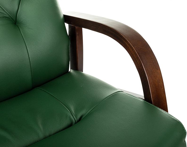 Кресло Бюрократ T-9928WALNUT-CF зеленый кожа на ножках дерево фото 10