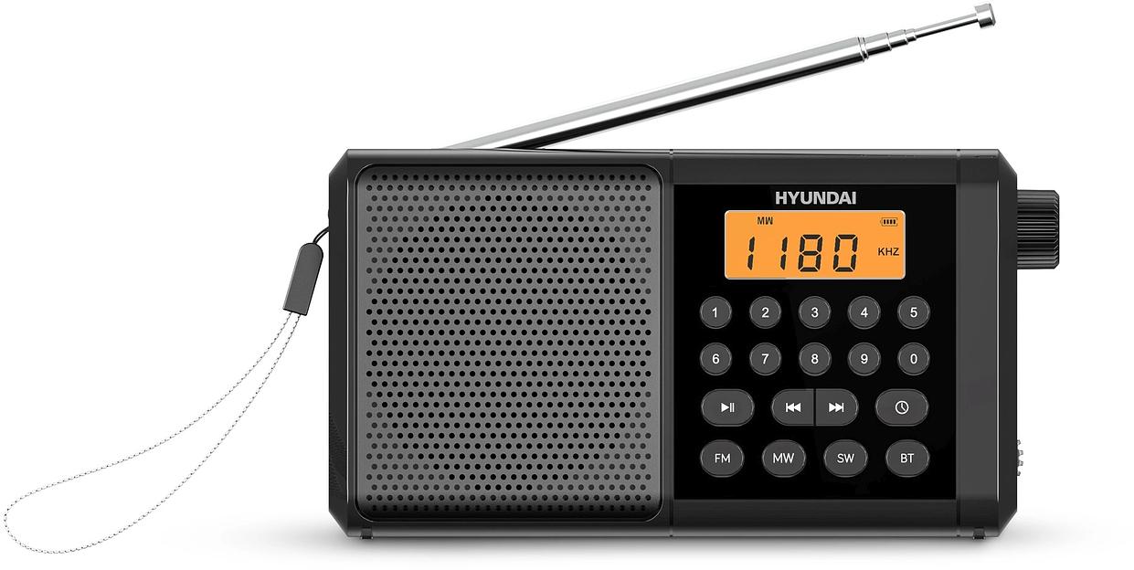 Радиоприемник портативный Hyundai H-PSR115 черный 2.0 microSD фото 1