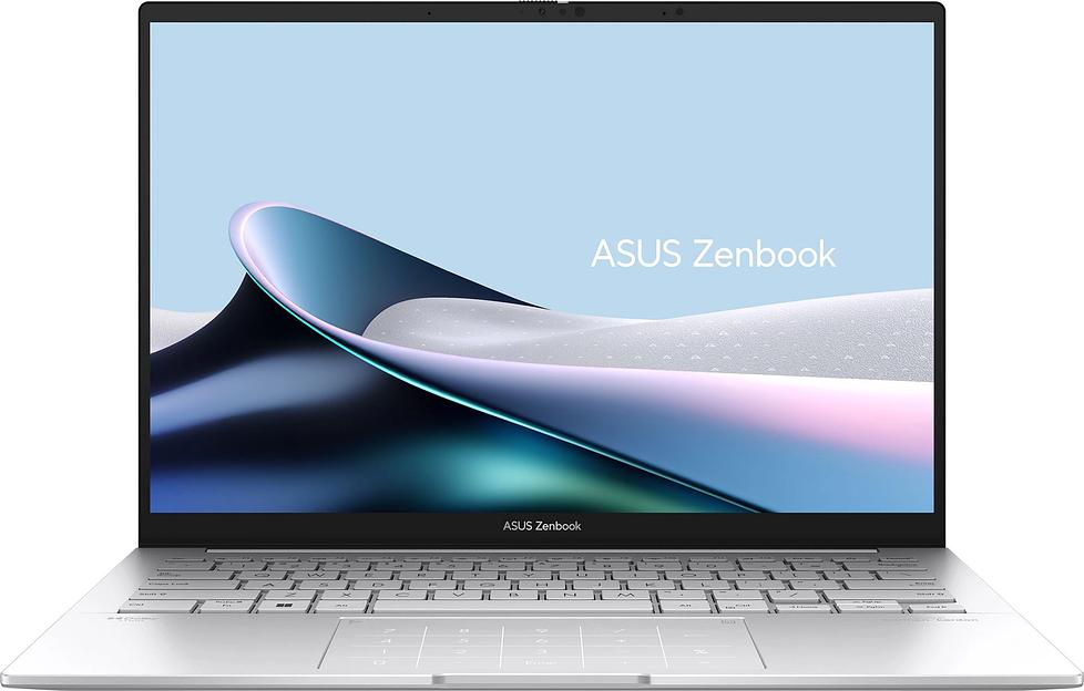 Ноутбук Asus Zenbook 14 OLED UX3405MA-QD1017 Core Ultra 9 185H 32Gb SSD512Gb Intel Arc 14" OLED FHD+ (1920x1200) noOS silver WiFi BT Cam Bag (90NB11R2-M01UC0) фото 1