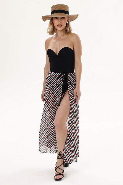 Юбка шифон  122/01/Белый, черный,красный  фото 1