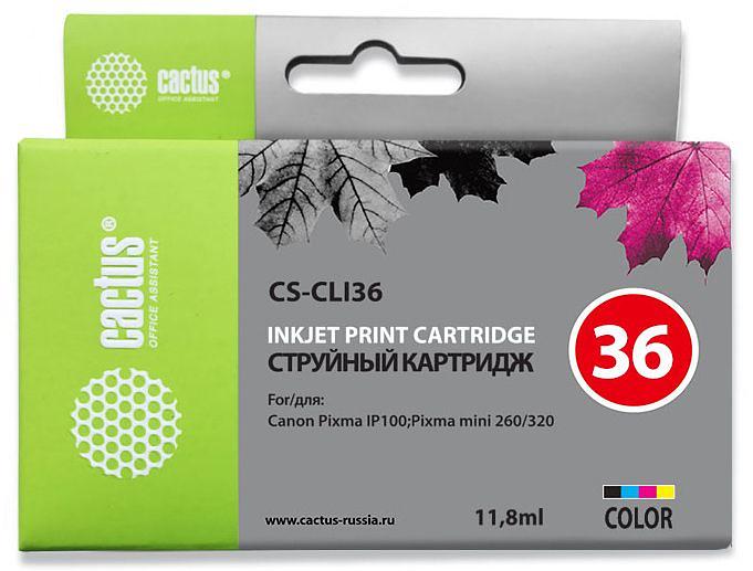 Картридж струйный Cactus CS-CLI36 многоцветный (11.8мл) для Canon Pixma iP 100/ MiNi 260 фото 1