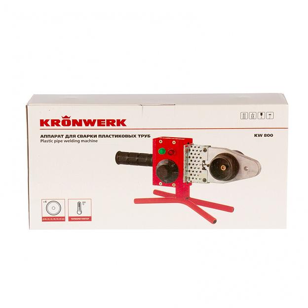 Аппарат для сварки пластиковых труб Kronwerk К W 800, 800 Вт, 300 °C, 20-25-32-40-50-63 мм, металл. кейс фото 6