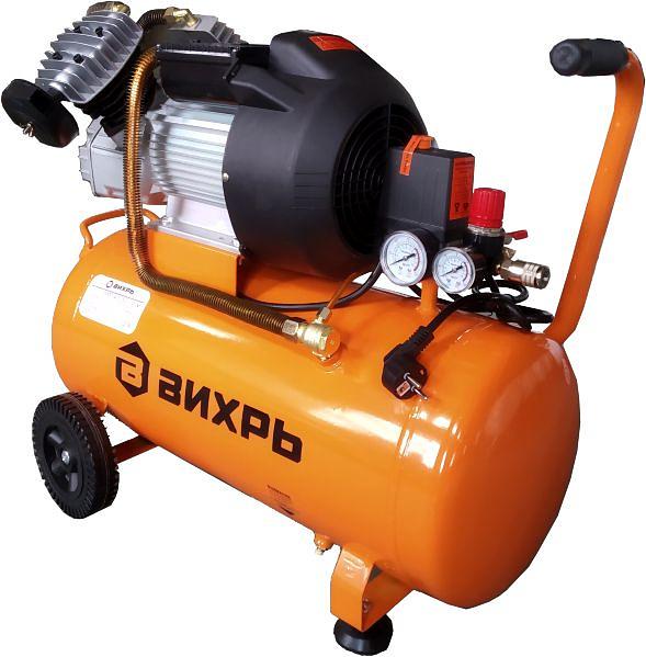 Компрессор поршневой Вихрь КМП-400/100 масляный 400л/мин 100л 2500Вт оранжевый фото 1