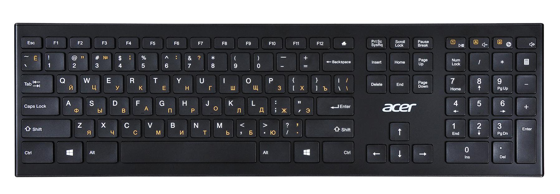 Клавиатура Acer OKR010 черный USB беспроводная slim Multimedia фото 1