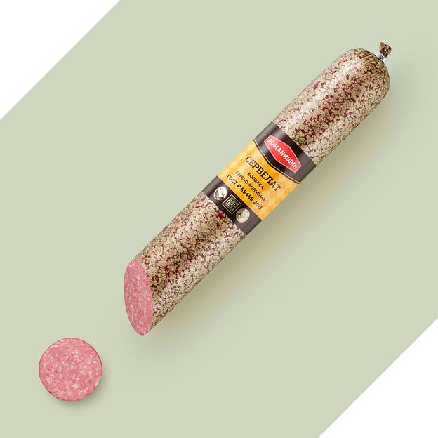 Колбаса варёно-копчёная Сервелат ОПТ фото 1