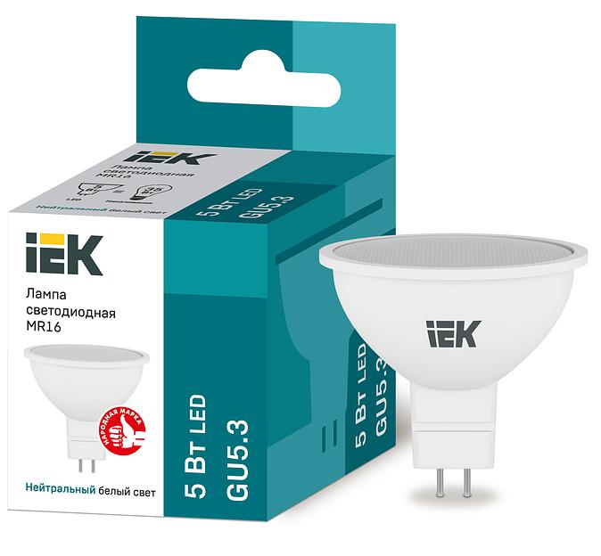 Iek LLE-MR16-5-230-40-GU5 Лампа светодиодная ECO MR16 софит 5Вт 230В 4000К GU5.3 IEK фото 1