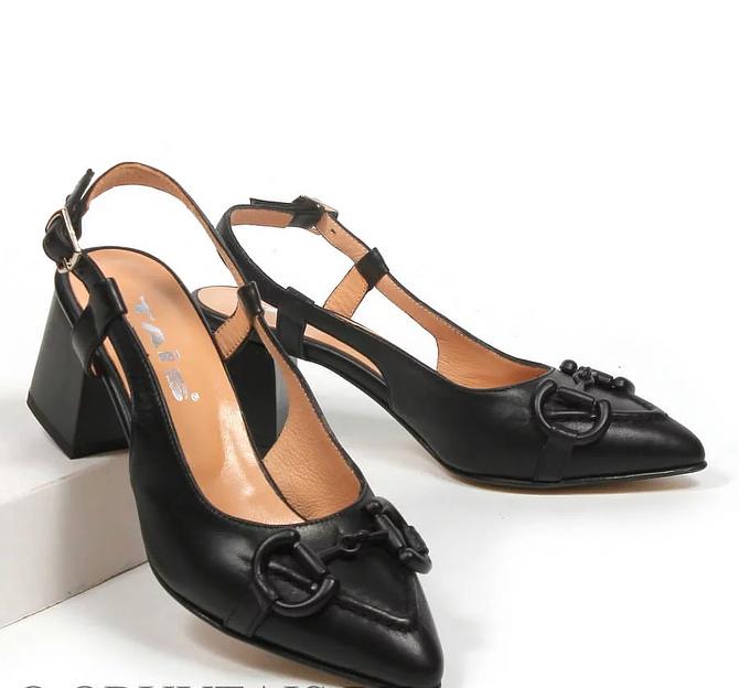 Босоножки женские из натуральной кожи на каблуке, арт.2023-36 чёрный ОПТ фото 1