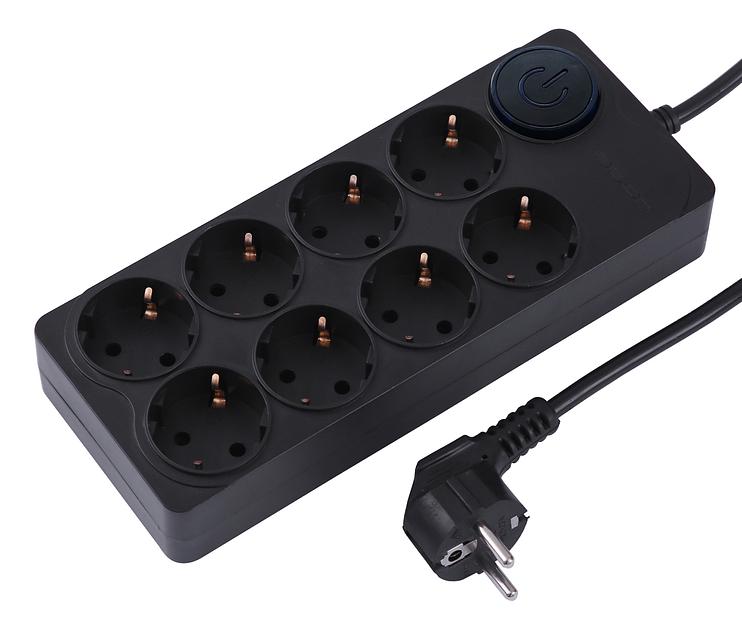 Сетевой фильтр Ippon BK-8-EU-5-16-B 5м (8 розеток) черный (коробка) фото 1