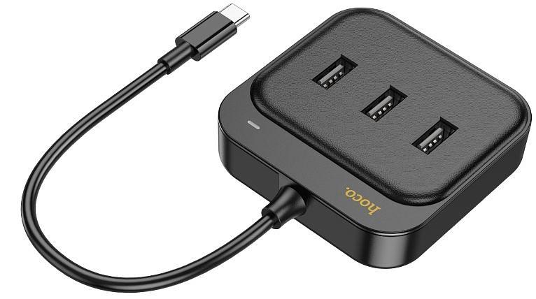 Разветвитель USB-C Hoco HB35 4порт. черный фото 2
