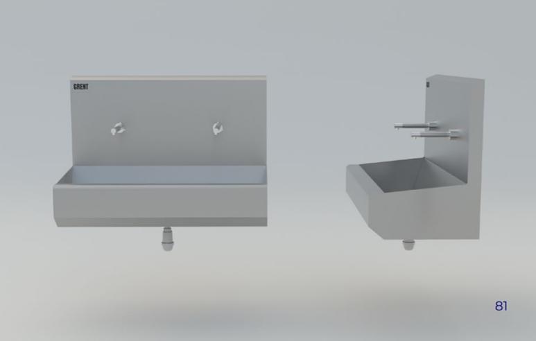 Умывальник 2-секционный подвесной GRENT-P-02 (без локтевого дозатора) фото 1