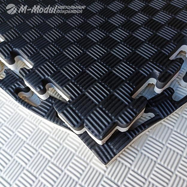 Мягкий модульный пол двухсторонний 100x100 см, толщина 2 см, Цвет Черно-белый, Толщина модуля 20 мм. фото 1