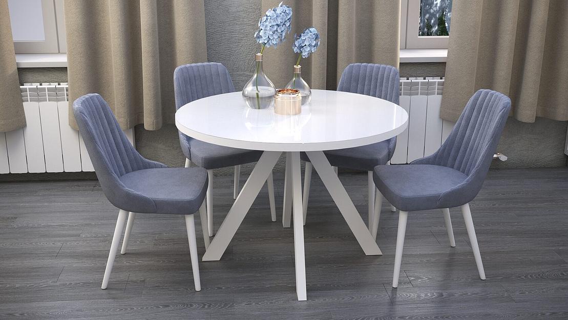 Стол Fargo 120(+40)×120×76 см белый металл, экстрабелое стекло фото 1