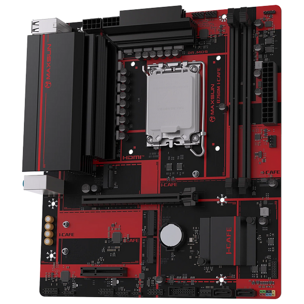 Материнская плата Maxsun MS-B760M I-CAFE B760, LGA1700, 2*DDR5, 1*PCIEx16, 1*PCIEx4, 3*M.2, 4*USB3.2Gen1, 8*USB2.0, 2*SATA3.0, 2.5G, DP, HDMI, M-ATX, RTL фото 2