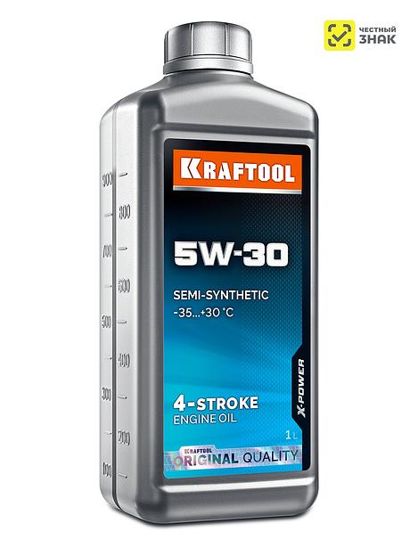 KRAFTOOL 5W-30, 1 л, зимнее полусинтетическое масло для 4-тактных двигателей (41514-1) фото 1