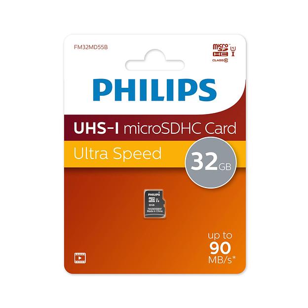 Флеш карта microSD 32GB PHILIPS High Speed microSDHC Class 10 90MB/s фото 1