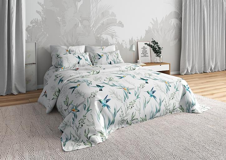 Ткань хлопковая бязь набивная «Колибри» с обработкой анти-пиллинг 2.2×60 м фото 1