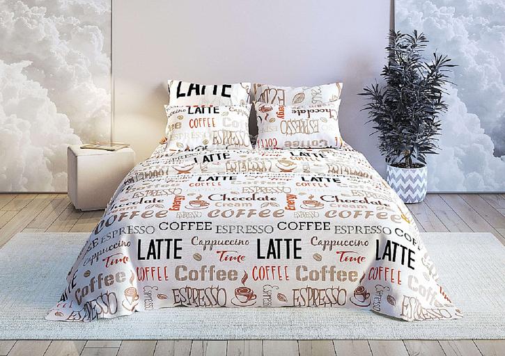 Ткань хлопковая бязь набивная «Кофе» с обработкой анти-пиллинг 2.2×60 м фото 1