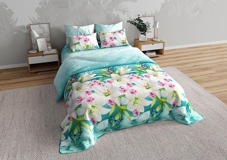 Printed cotton percale fabric “Lilies” with anti-pilling treatment 2.2×33 m фото 1