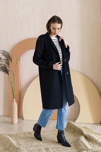 Женское демисезонное пальто деловое Mmoda чёрный, арт.22М22 фото 1