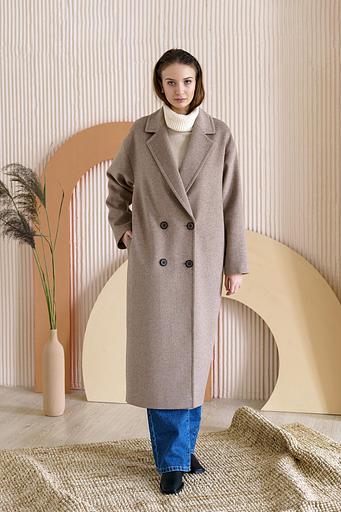 Женское демисезонное пальто деловое Mmoda светло-бежевый меланж, арт.22М14 фото 3