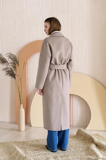 Женское демисезонное пальто деловое Mmoda светло-бежевый меланж, арт.22М14 фото 4