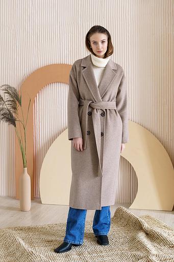 Женское демисезонное пальто деловое Mmoda светло-бежевый меланж, арт.22М14 фото 5