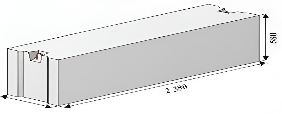 Фундаментный блок ФБС 24.2,5.6 т 2380х250х580 мм фото 1