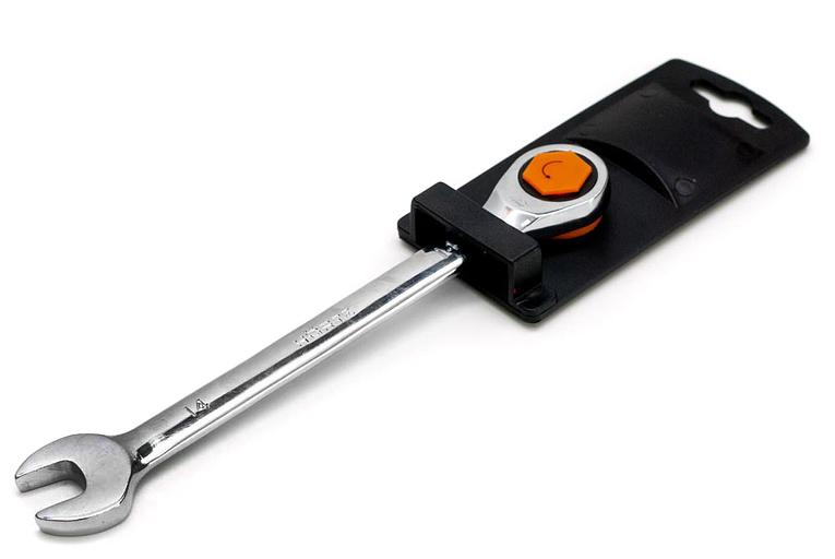 Ключ комбинированный трещоточный 18х18 хром. HOR с поверкой фото 1