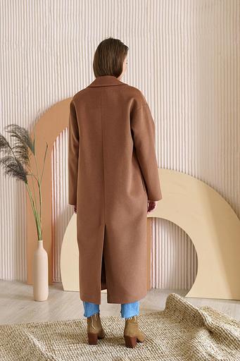 Женское демисезонное пальто деловое Mmoda тёмный кэмл, арт.22М14 фото 4