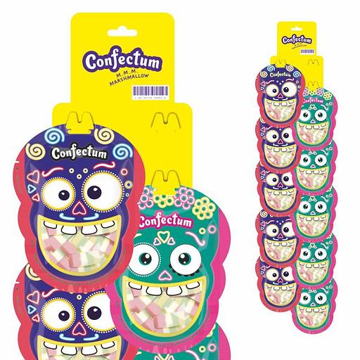 Chewable marshmallow Confectum “Carnaval” with strawberry and banana flavor 30 pcs, 40 g each (strip tape) WHOLESALE фото 2