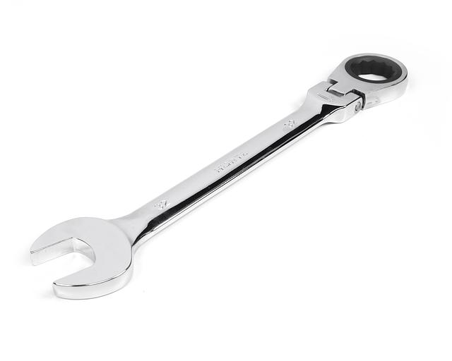 Ключ комбинированный трещоточный шарнирный 32х32 хром. HOR с поверкой фото 1