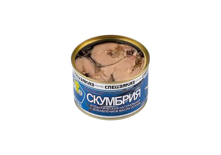 Скумбрия натуральная с добавлением масла «Спецзаказ» 250 г, ж/б фото 2