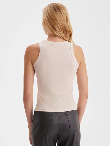 Women's ribbed T-shirt, beige, wholesale фото 3