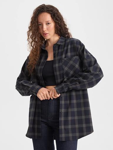 Checked shirt made of thick fabric, blue, wholesale фото 2