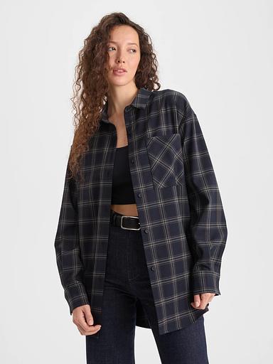 Checked shirt made of thick fabric, blue, wholesale фото 3