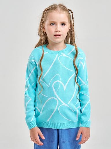 Jumper "Hearts" turquoise-blue, for girls WHOLESALE фото 1
