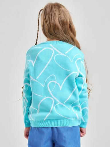 Jumper "Hearts" turquoise-blue, for girls WHOLESALE фото 2