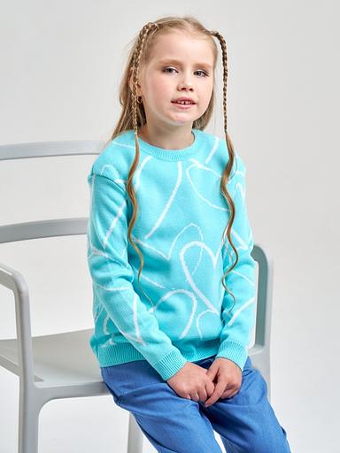 Jumper "Hearts" turquoise-blue, for girls WHOLESALE фото 5
