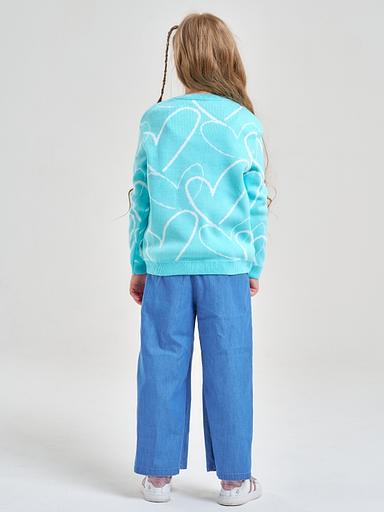 Jumper "Hearts" turquoise-blue, for girls WHOLESALE фото 8