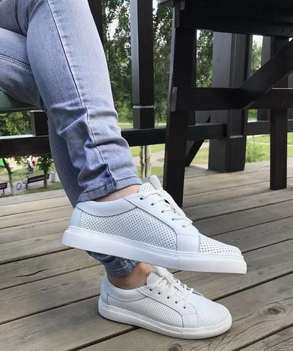 Кеды белые кожаные дышащие BuzShoes ОПТ фото 1