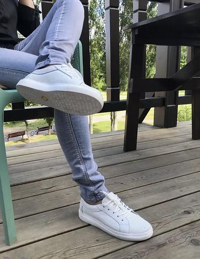 Кеды белые кожаные дышащие BuzShoes ОПТ фото 3