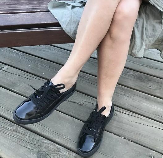 Кеды кожаные BuzShoes черные лакированные ОПТ фото 2