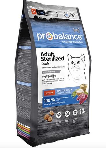 Dry food for sterilized and neutered cats Probalance Sterilized with duck 10 kg, wholesale фото 1